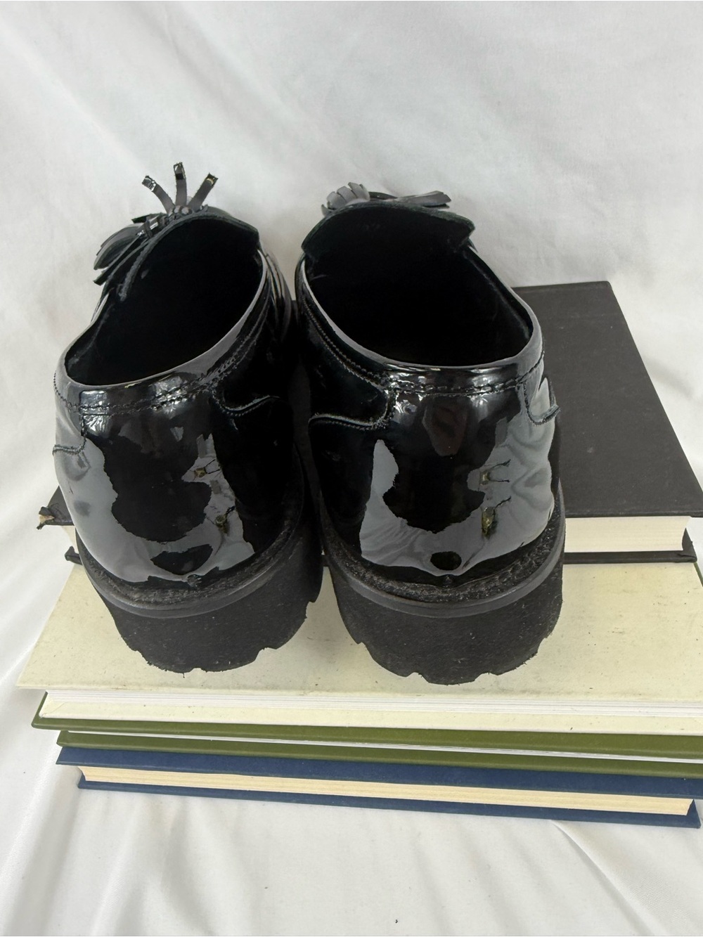 Minelli Black Patent Leather Tassel Loafers Made in Italy sz 37 US 6.5-7 - Picture 6 of 10